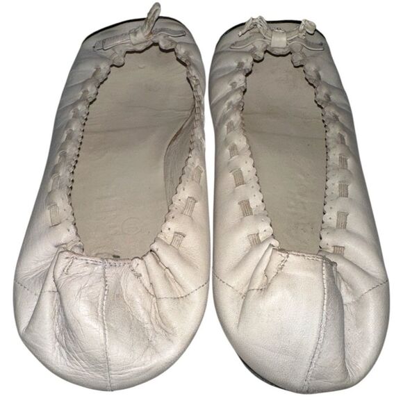 CHANEL Shoes Woman’s Size 7.5 Interlocking CC Logo Leather Ballet Flats - Picture 4 of 8